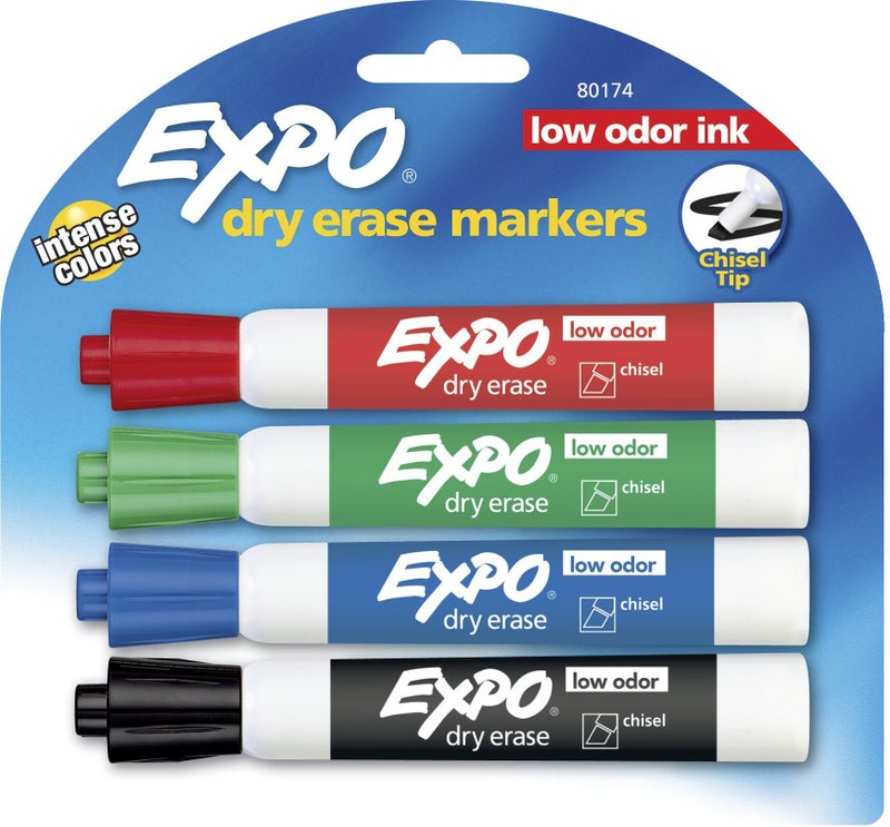 EXPO Low Odor Dry Erase Markers, Chisel Tip, Assorted Colors, 6 Packs of 4 (24 Count) - Image 2